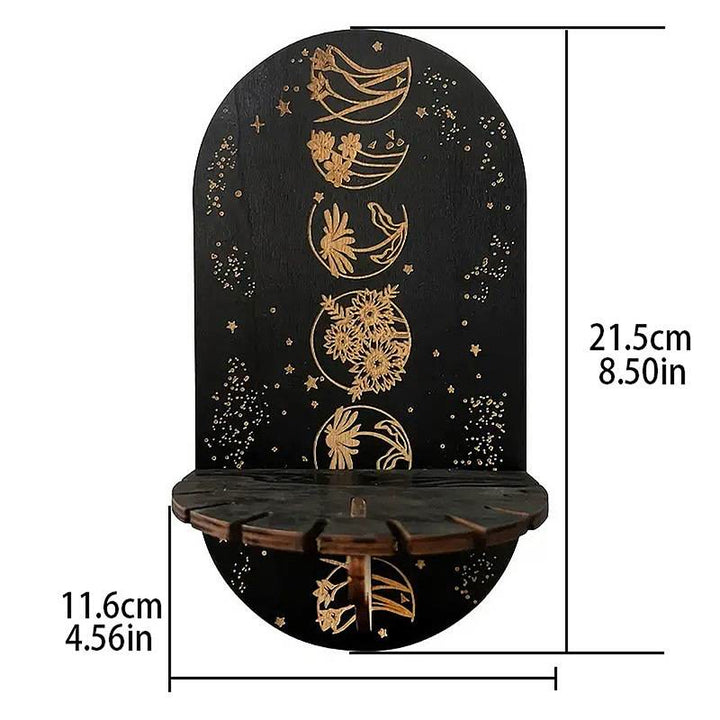 Olivenorma Moon Phase Engraved Wood Hanging Crystal Shelf - image 5