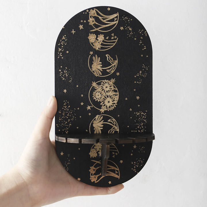 Olivenorma Moon Phase Engraved Wood Hanging Crystal Shelf - image 4