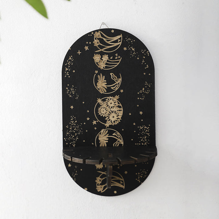 Olivenorma Moon Phase Engraved Wood Hanging Crystal Shelf - image 1
