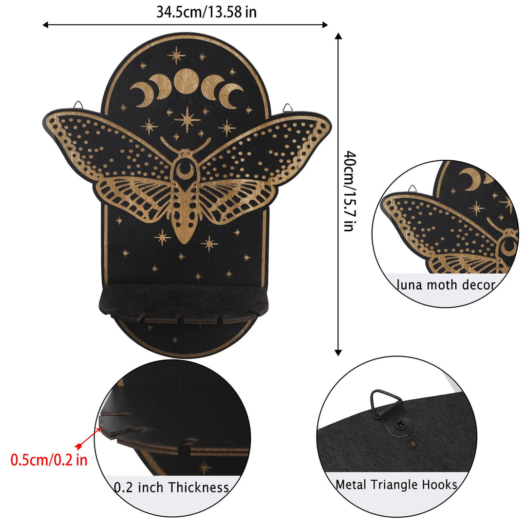 Olivenorma Moth Bohemian Style Wooden Crystal Shelf - image 5