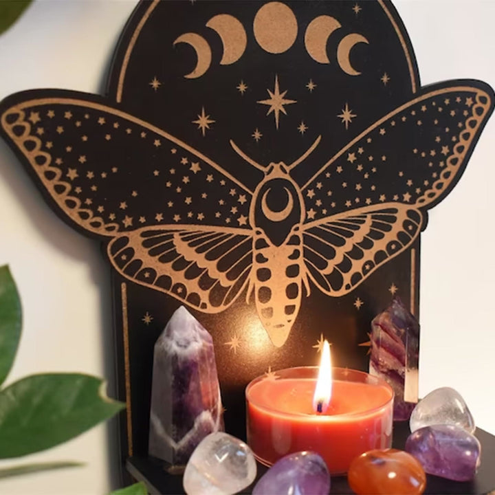 Olivenorma Moth Bohemian Style Wooden Crystal Shelf - image 2