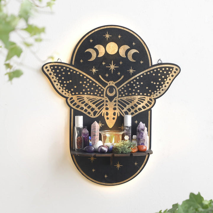 Olivenorma Moth Bohemian Style Wooden Crystal Shelf - Moth - image 0