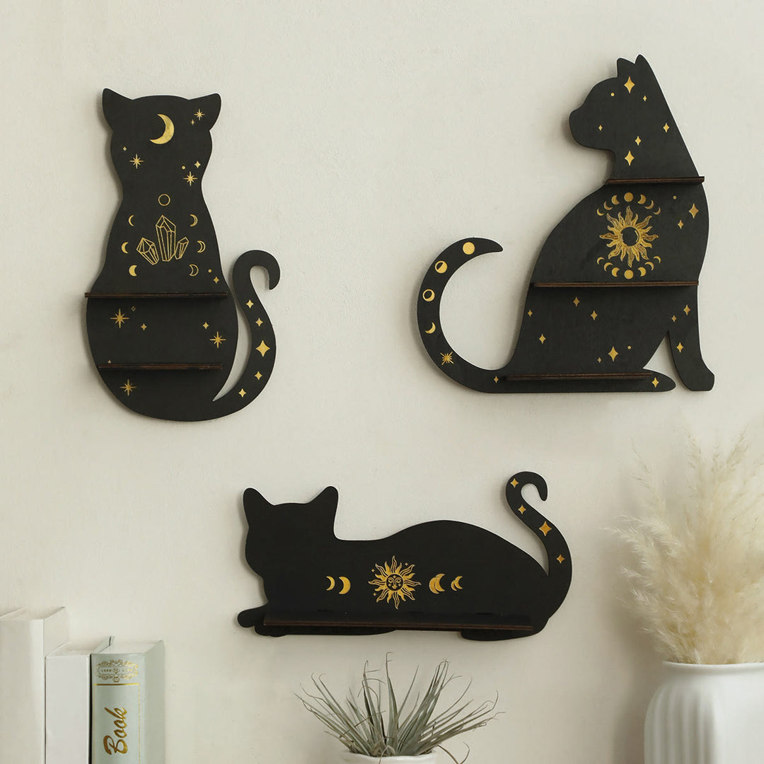 Olivenorma Cat Shaped Gothic Style Wooden Crystal Shelf - image 8