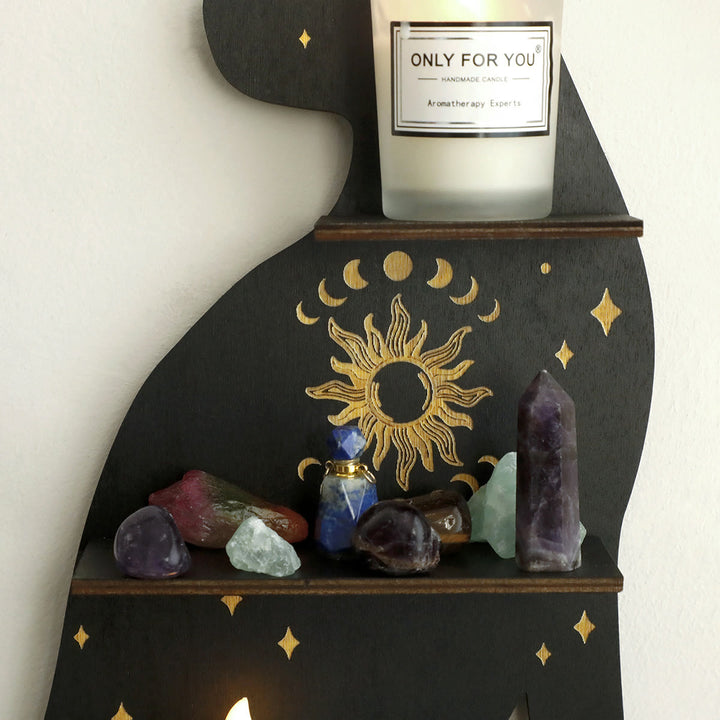 Olivenorma Cat Shaped Gothic Style Wooden Crystal Shelf - image 6