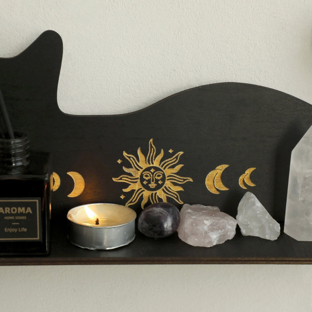 Olivenorma Cat Shaped Gothic Style Wooden Crystal Shelf - image 2