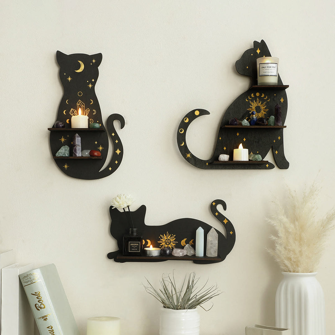Olivenorma Cat Shaped Gothic Style Wooden Crystal Shelf - image 9