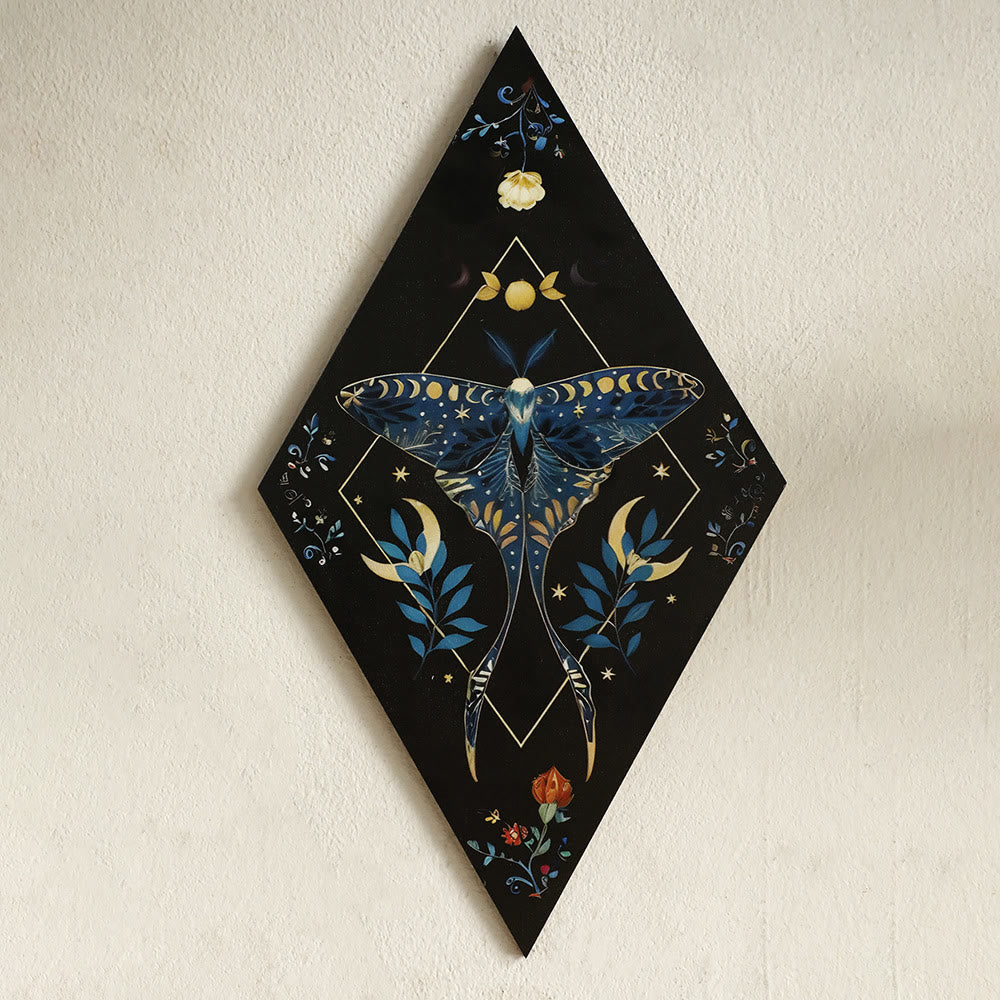 Olivenorma Geometric Moth Engraved Wood Wall Mounted Crystal Shelf - Moth B - image 3