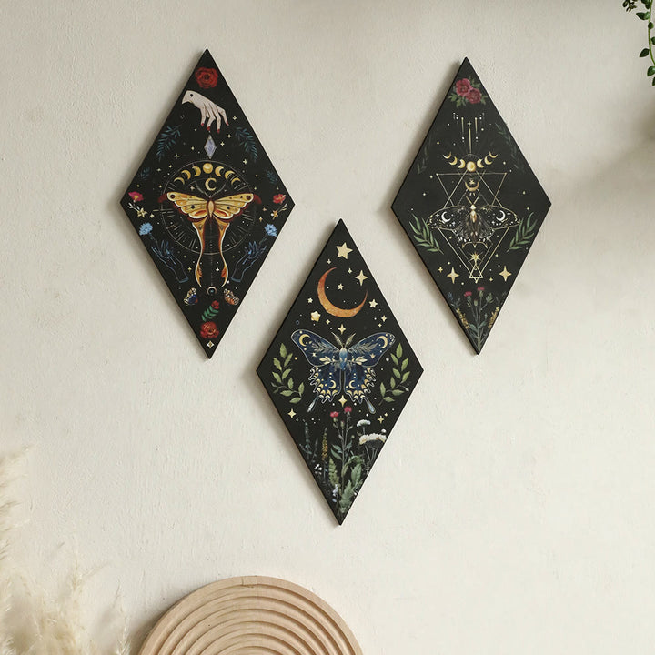 Olivenorma Geometric Moth Engraved Wood Wall Mounted Crystal Shelf - image 13