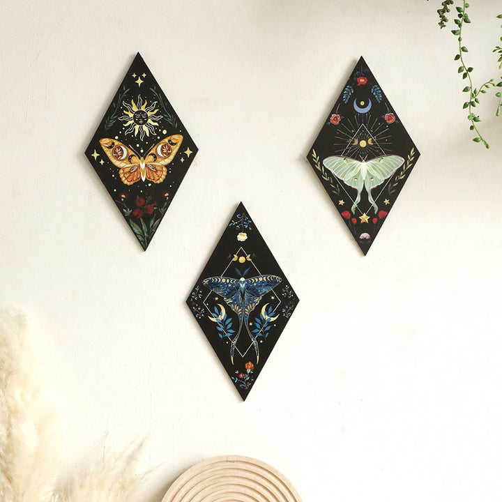 Olivenorma Geometric Moth Engraved Wood Wall Mounted Crystal Shelf - image 0