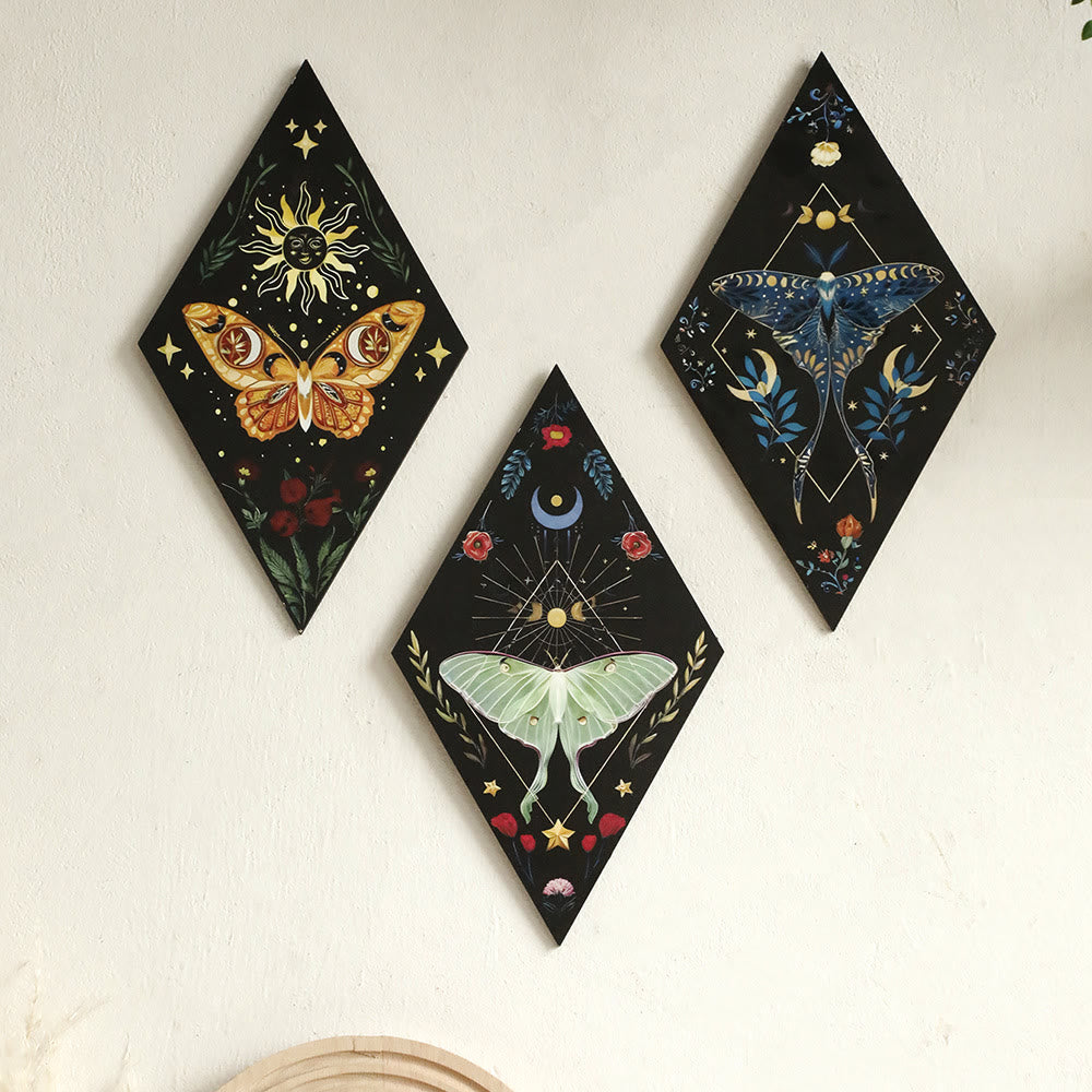 Olivenorma Geometric Moth Engraved Wood Wall Mounted Crystal Shelf - image 6