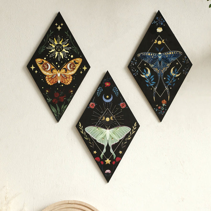 Olivenorma Geometric Moth Engraved Wood Wall Mounted Crystal Shelf - image 6