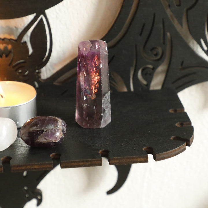 Olivenorma Bat And Moon Wooden Wall Decor Crystal Shelf - image 3