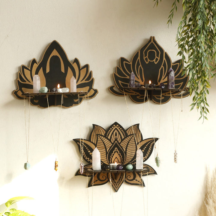 Olivenorma Lotus Meditation Buddha Floating Crystal Shelf - image 0