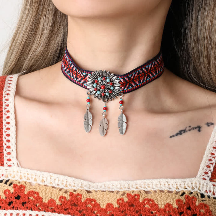 Olivenorma Cotton Rope Braided Bohemia Strap Turquoise Pendant Necklace - image 11