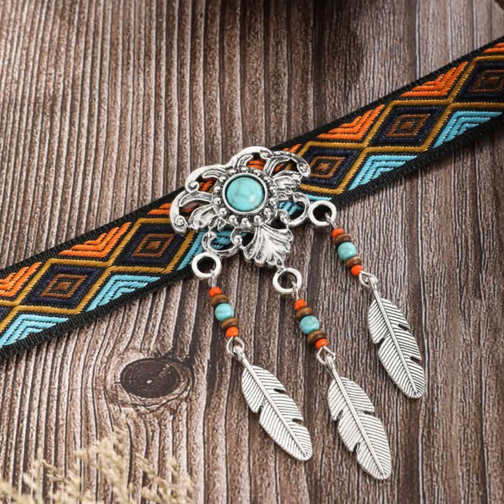 Olivenorma Cotton Rope Braided Bohemia Strap Turquoise Pendant Necklace - image 5