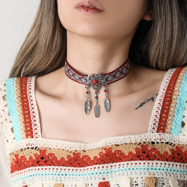 Olivenorma Cotton Rope Braided Bohemia Strap Turquoise Pendant Necklace - image 8