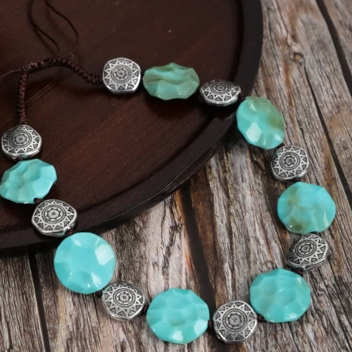 Olivenorma Retro Exaggerated Bohemia Turquoise Alloy Necklace - Turquoise - image 0