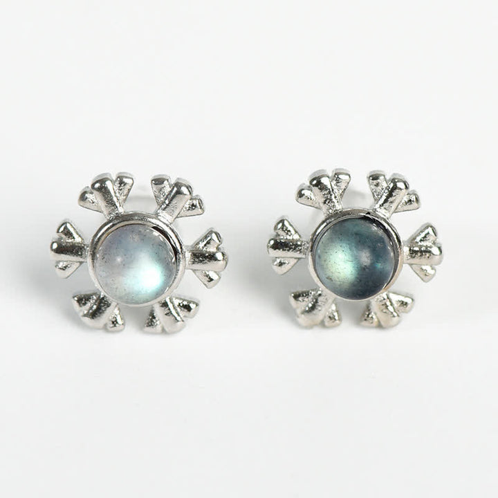 Olivenorma Labradorite Shell Pea Pendant Necklace Snowflake Jewelry Set - Labradorite & Snowflake Earrings - image 3