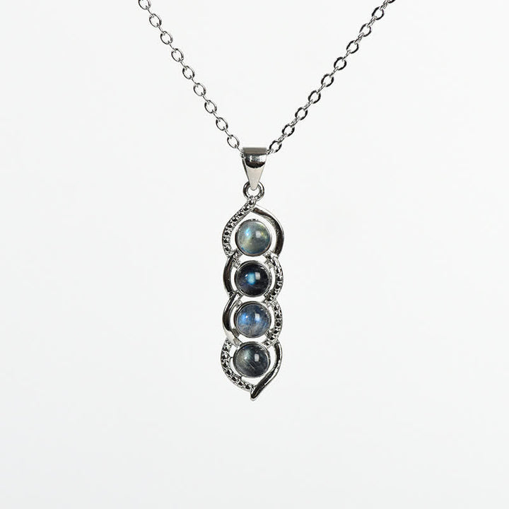Olivenorma Labradorite Shell Pea Pendant Necklace Snowflake Jewelry Set - Labradorite & Pea Necklace - image 2