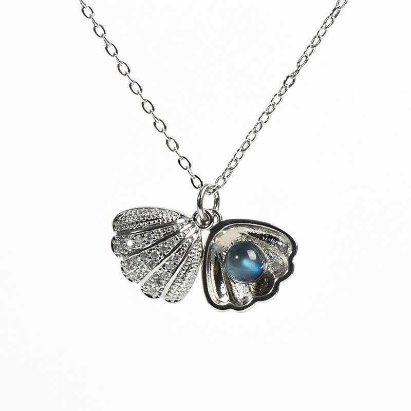 Olivenorma Labradorite Shell Pea Pendant Necklace Snowflake Jewelry Set - Labradorite & Shell Necklace - image 1