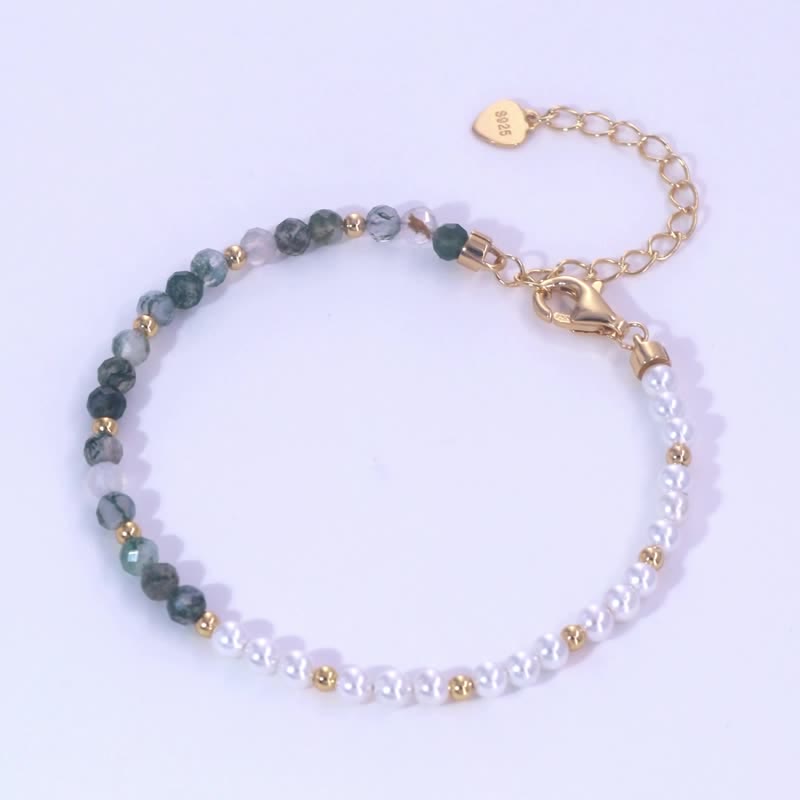 Olivenorma Moss Agate Freshwater Pearl Necklace Bracelet Jewelry Set - image 4