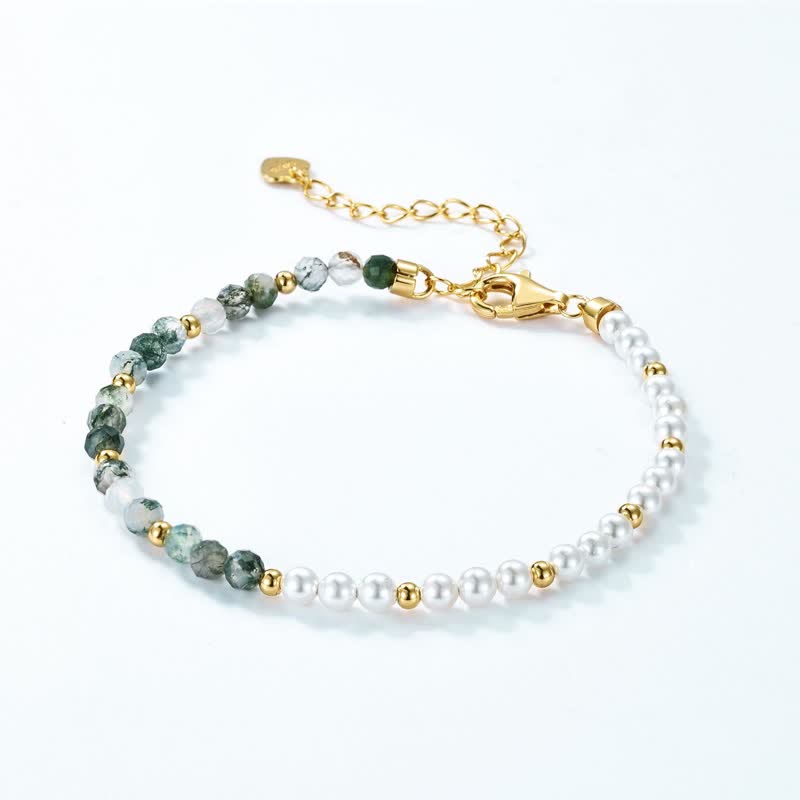 Olivenorma Moss Agate Freshwater Pearl Necklace Bracelet Jewelry Set - image 3