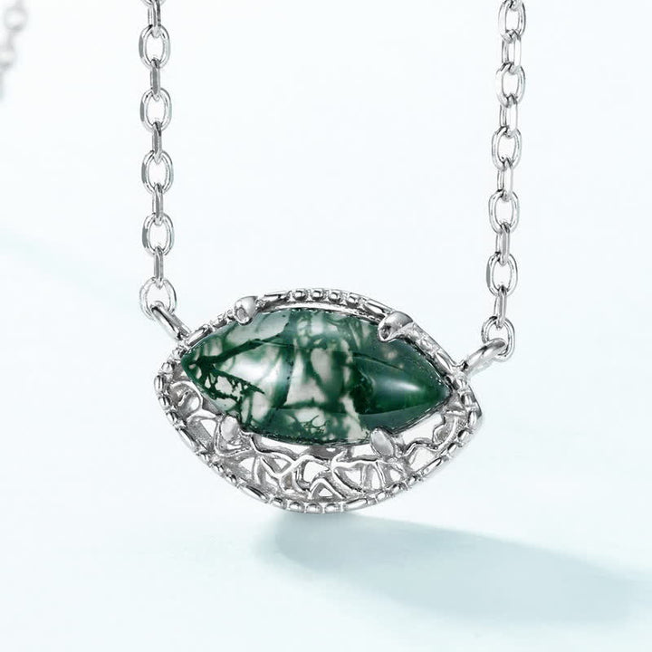 Olivenorma Silver Moss Agate Earrings Necklace Ring Jewelry Set - image 6