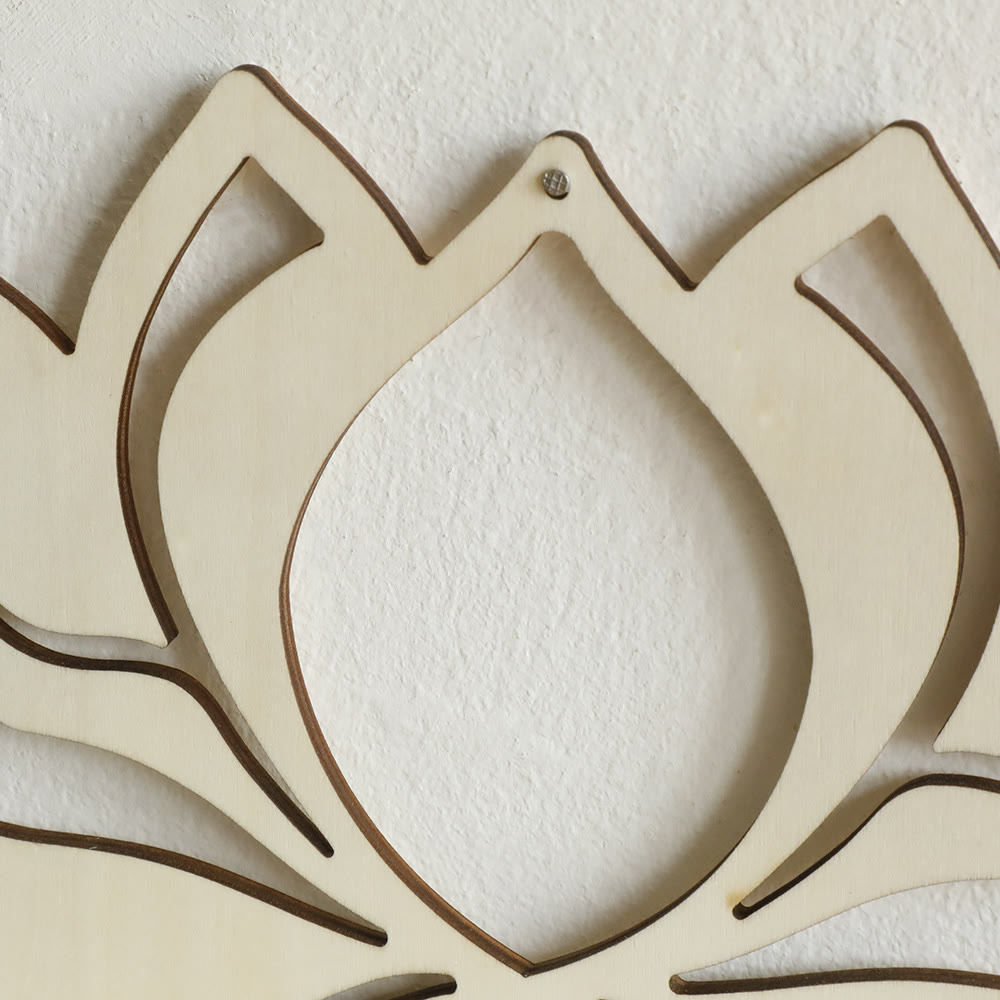 Olivenorma Wooden Wall Mounted Lotus Flower Crystal Shelf - image 3