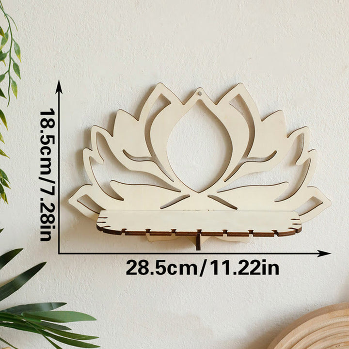 Olivenorma Wooden Wall Mounted Lotus Flower Crystal Shelf - image 5