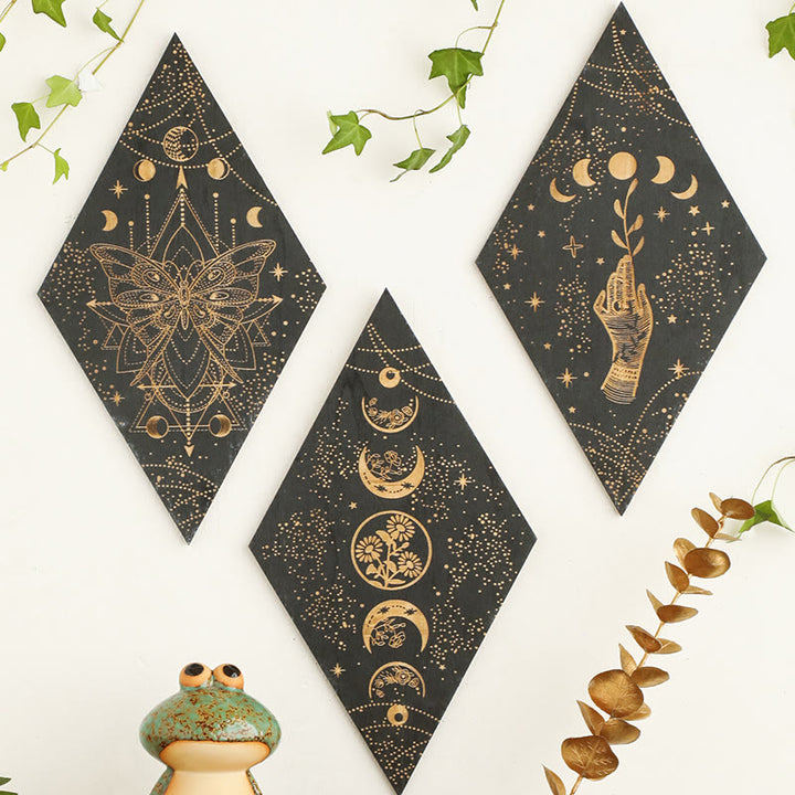 Olivenorma Engraved Wooden Moon Phase Floating Crystal Shelf - image 5