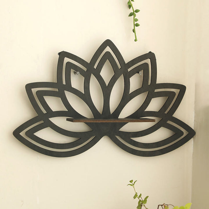 Olivenorma Wooden Wall Floating Buddha Lotus Crystal Shelf - image 2