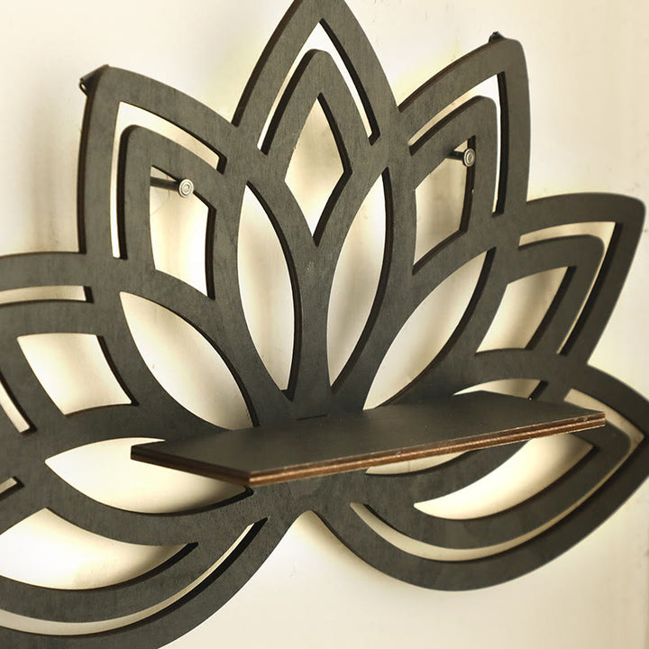 Olivenorma Wooden Wall Floating Buddha Lotus Crystal Shelf - image 3