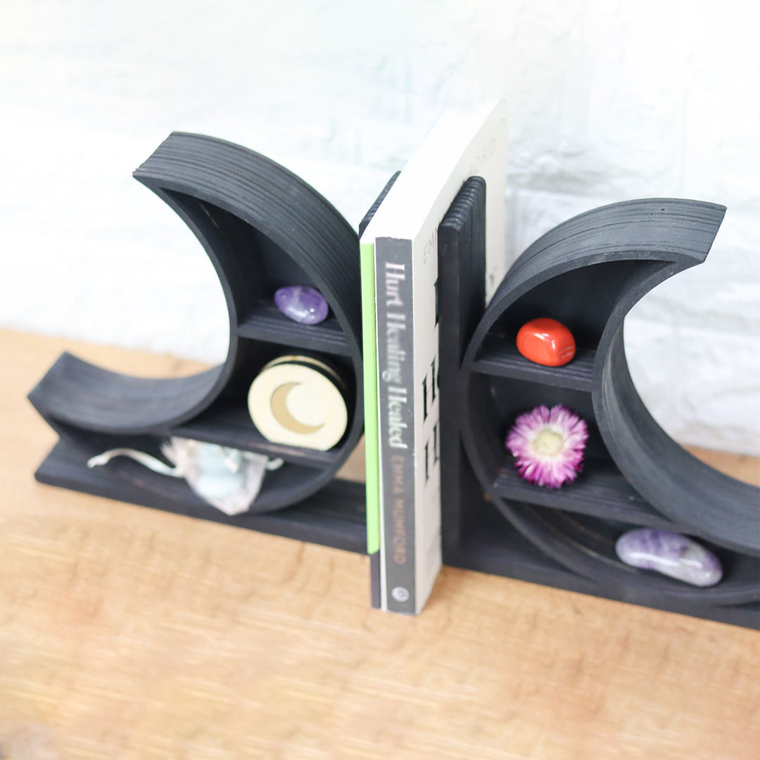 Olivenorma Wooden Moon And Sun Bookend Crystal Display Shelf - image 6