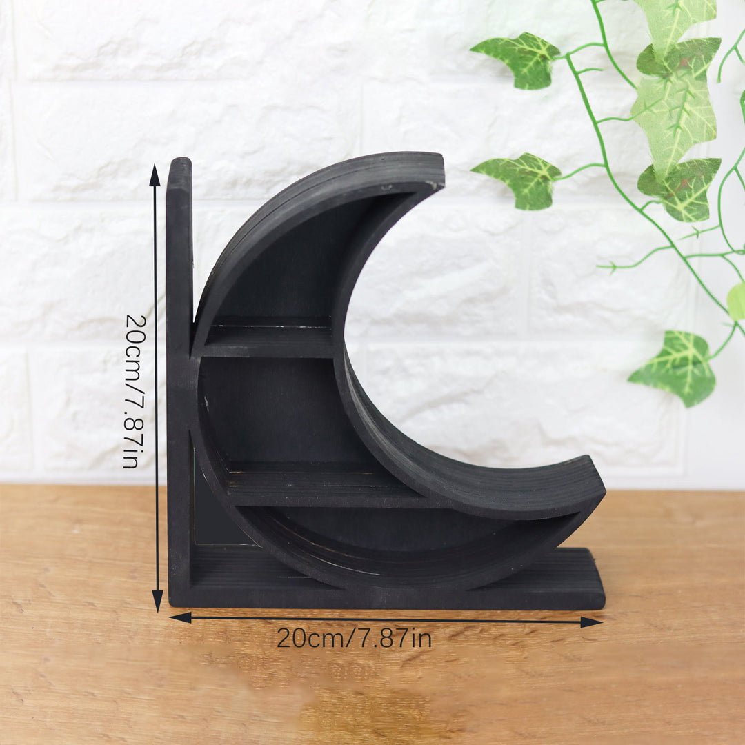 Olivenorma Wooden Moon And Sun Bookend Crystal Display Shelf - Moon - image 5