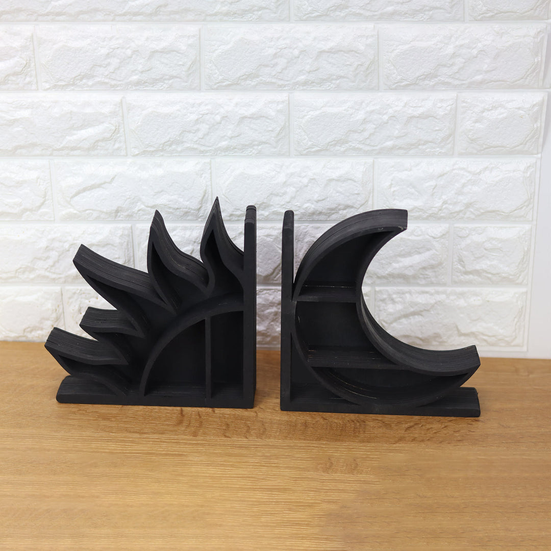 Olivenorma Wooden Moon And Sun Bookend Crystal Display Shelf - image 4