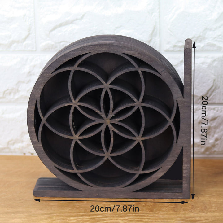 Olivenorma Wooden Moon And Sun Bookend Crystal Display Shelf - Mandala - image 8