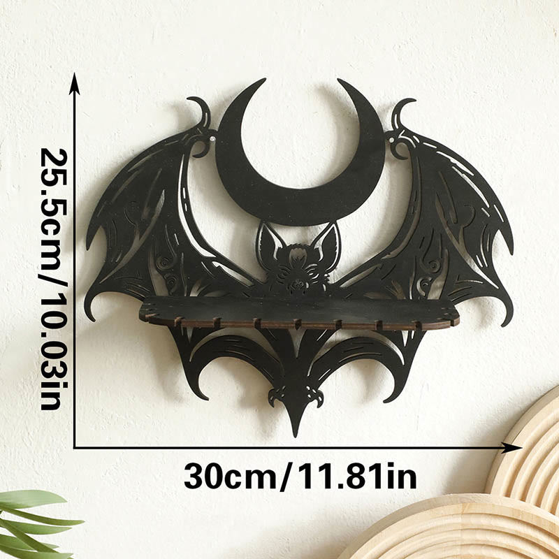 Olivenorma Bat And Moon Wooden Wall Decor Crystal Shelf - image 5
