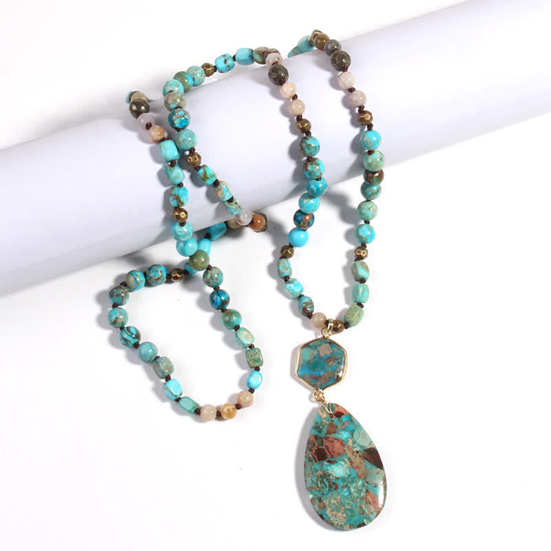 Olivenorma Natural Multicolor Emperor Stone Drop Pendant Necklace - image 1