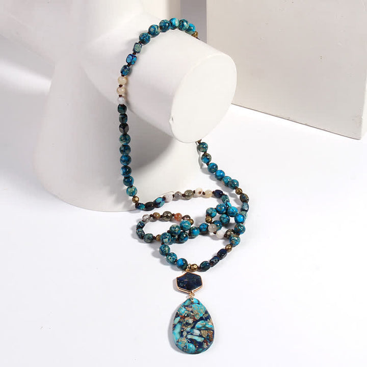 Olivenorma Natural Multicolor Emperor Stone Drop Pendant Necklace - image 16