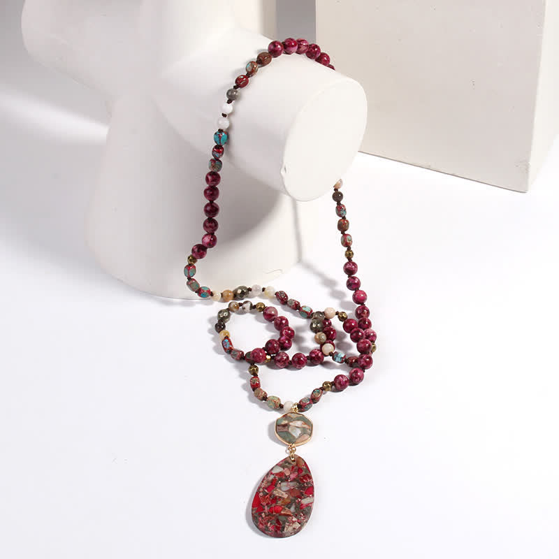Olivenorma Natural Multicolor Emperor Stone Drop Pendant Necklace - image 13