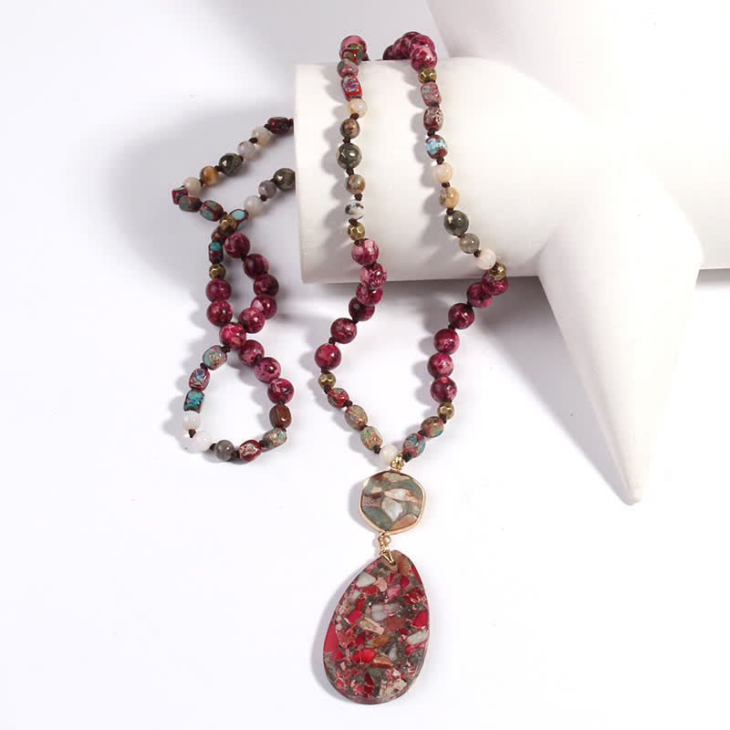 Olivenorma Natural Multicolor Emperor Stone Drop Pendant Necklace - image 12