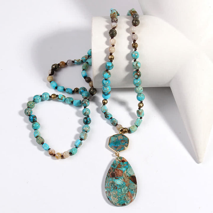Olivenorma Natural Multicolor Emperor Stone Drop Pendant Necklace - image 2