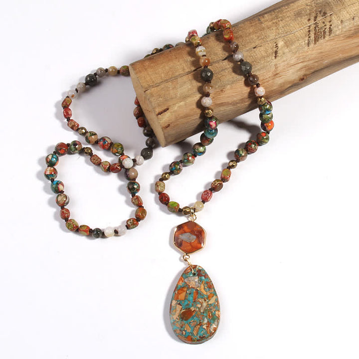 Olivenorma Natural Multicolor Emperor Stone Drop Pendant Necklace - Oyster Turquoise - image 7