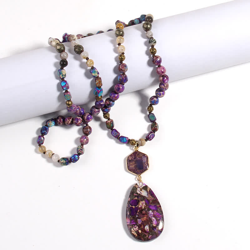 Olivenorma Natural Multicolor Emperor Stone Drop Pendant Necklace - image 5