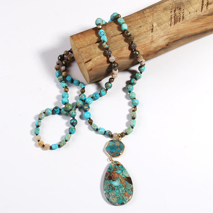 Olivenorma Natural Multicolor Emperor Stone Drop Pendant Necklace - Emperor Stone - image 0