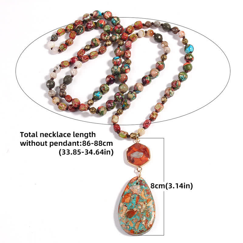 Olivenorma Natural Multicolor Emperor Stone Drop Pendant Necklace - image 18