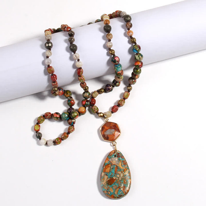 Olivenorma Natural Multicolor Emperor Stone Drop Pendant Necklace - image 8