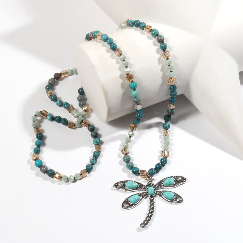 Olivenorma 6mm Beads Turquoise Dragonfly Pendant Necklace - Emperor Stone& Turquoise - image 0