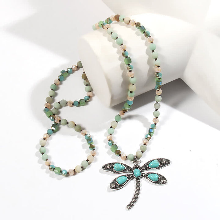 Olivenorma 6mm Beads Turquoise Dragonfly Pendant Necklace - image 4