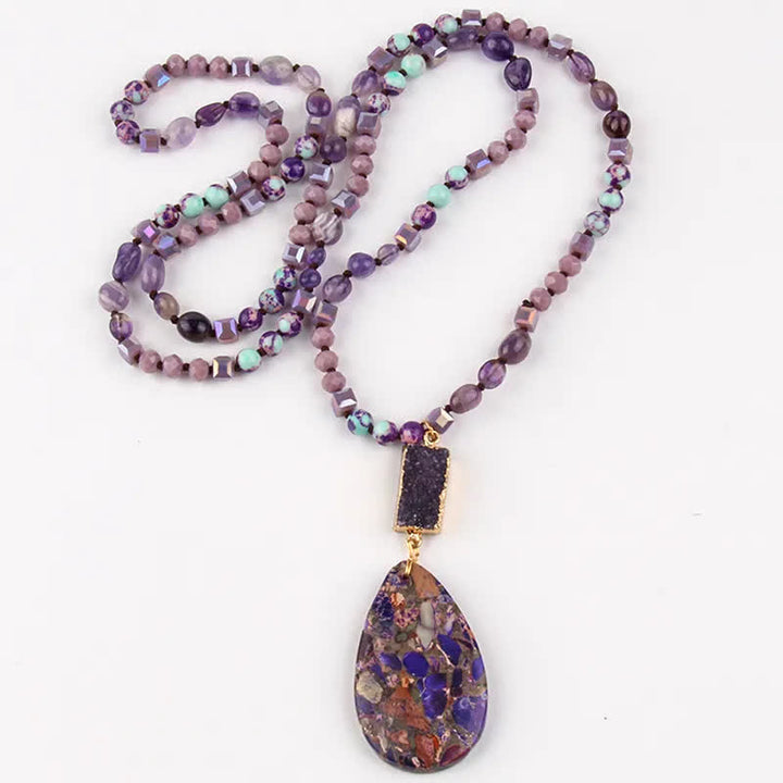 Olivenorma Emperor Stone Beads Crystal Cluster Drop Pendant Necklace - image 6